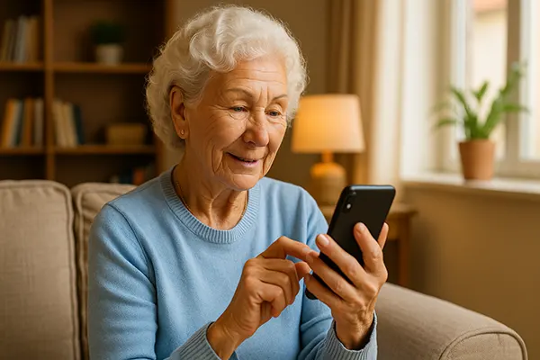 Frau mit Mobilgerät