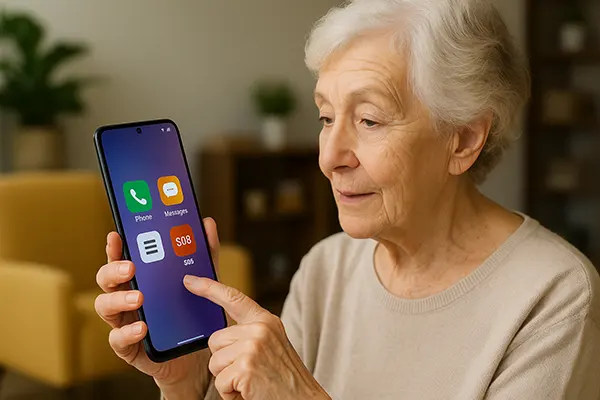 Frau mit Mobilgerät